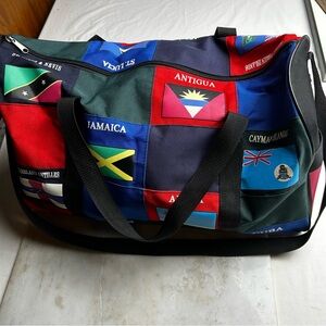 Vintage Multicolor Flag Patch Travel Duffel Bag